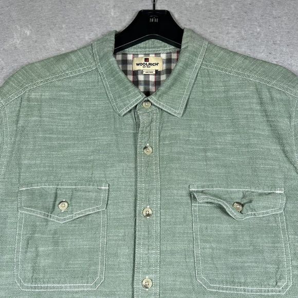 Woolrich Shirt Men’s XXL Green Button Up Short Sleeve Outdoors Camp 2XL - Picture 3 of 10